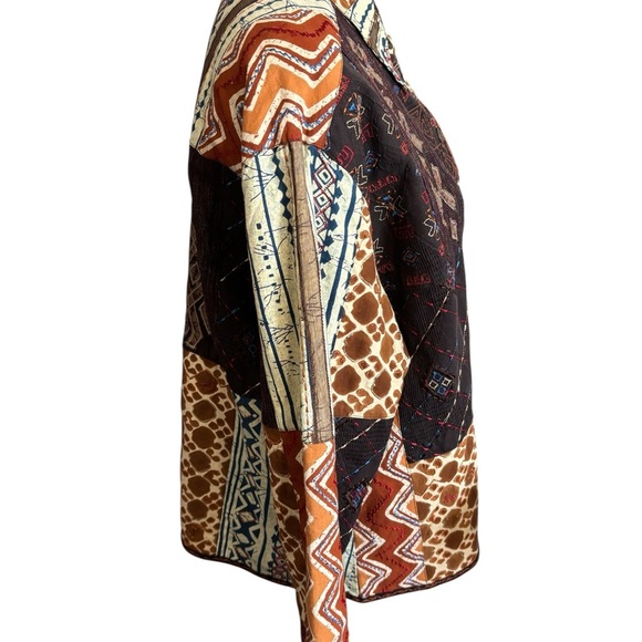 Chico's 3 Patchwork Button Up Shirt/Jacket Boho Tribal Print Artsy Festival XL - Picture 7 of 8